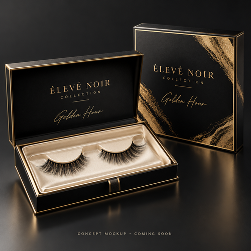 Golden Hour — Élevé Noir Collection temporary concept mockup; final products and packaging may differ.